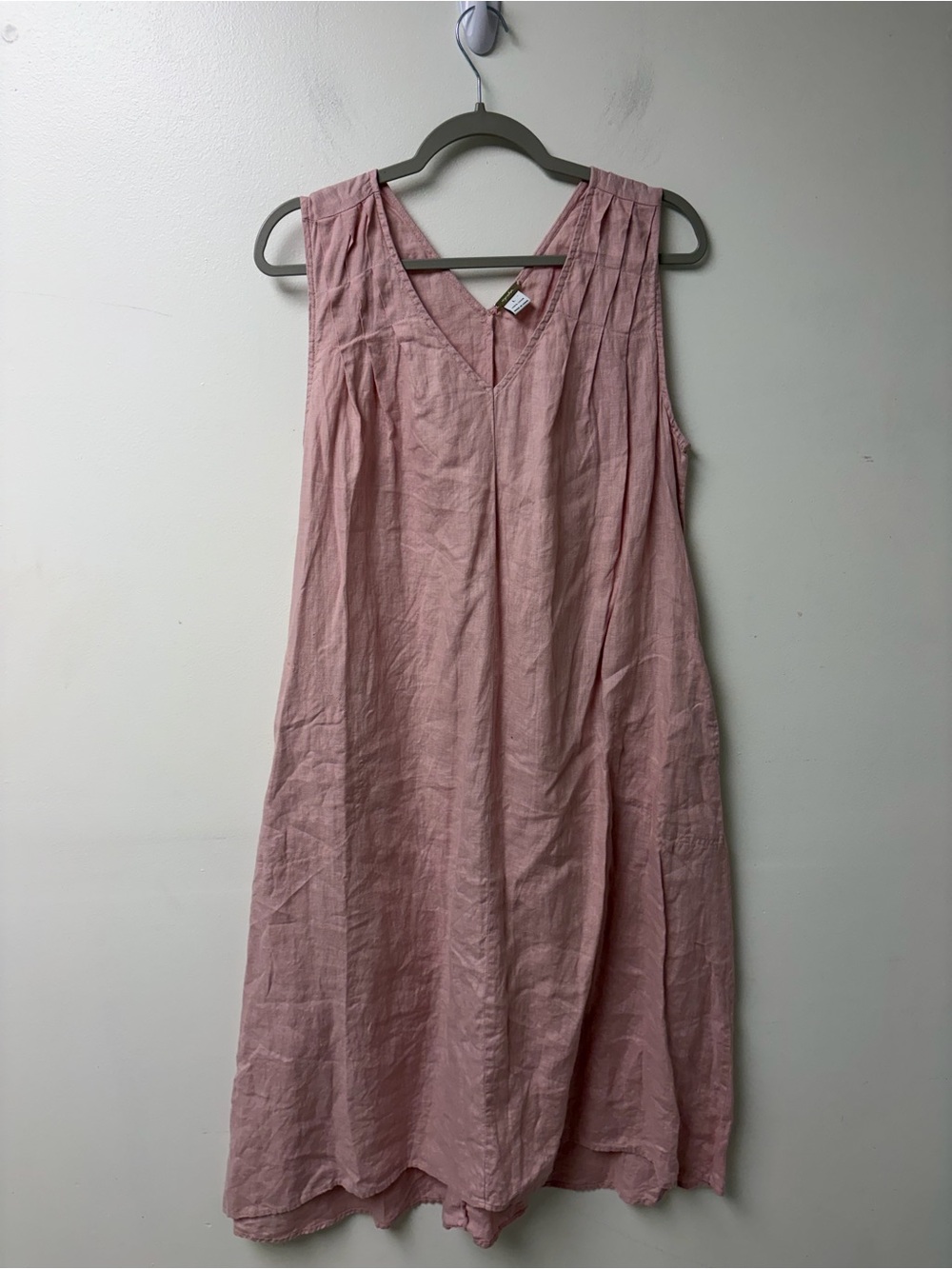 Magaschoni 100% Linen Sleeveless Pink Midi Dress Size Large